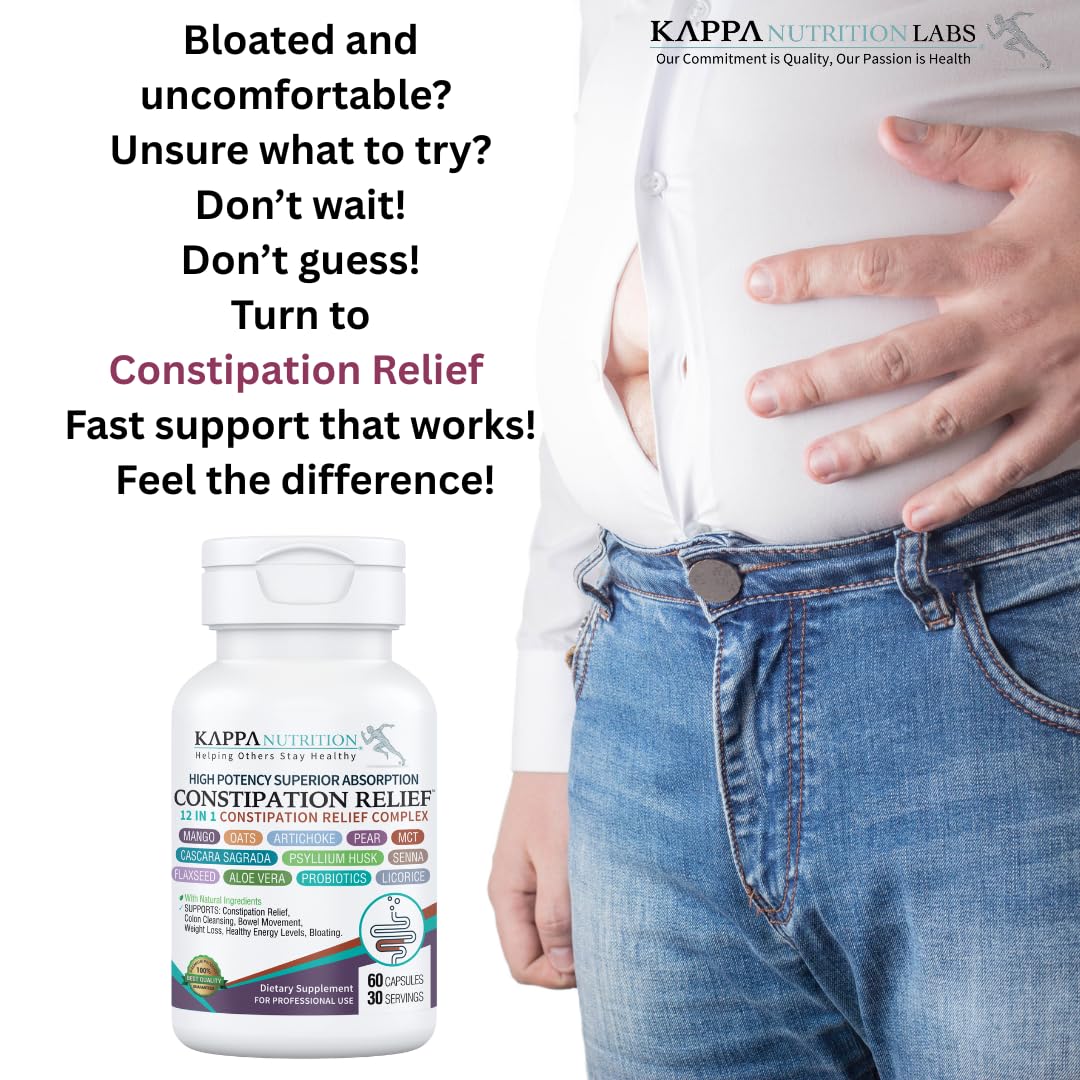 KAPPA NUTRITION Constipation Relief Supplement – Gentle Colon Cleanse for Regularity & Gut Health – Non-Habit Forming Formula with Fiber, Herbs & Probiotics – Non-GMO, 60 Capsules KAPPA NUTRITION Au supplements