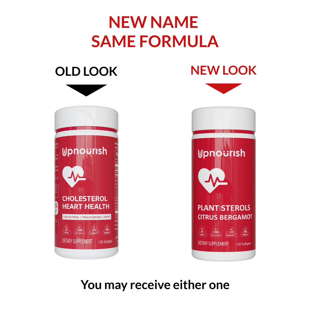 UpNourish Plant Sterols Citrus Bergamot Supplement for High Cholesterol with CoQ10, Omega 3, Olive Leaf, Turmeric Curcumin, Black Garlic and Niacin - 120 Softgels UpNourish Au supplements