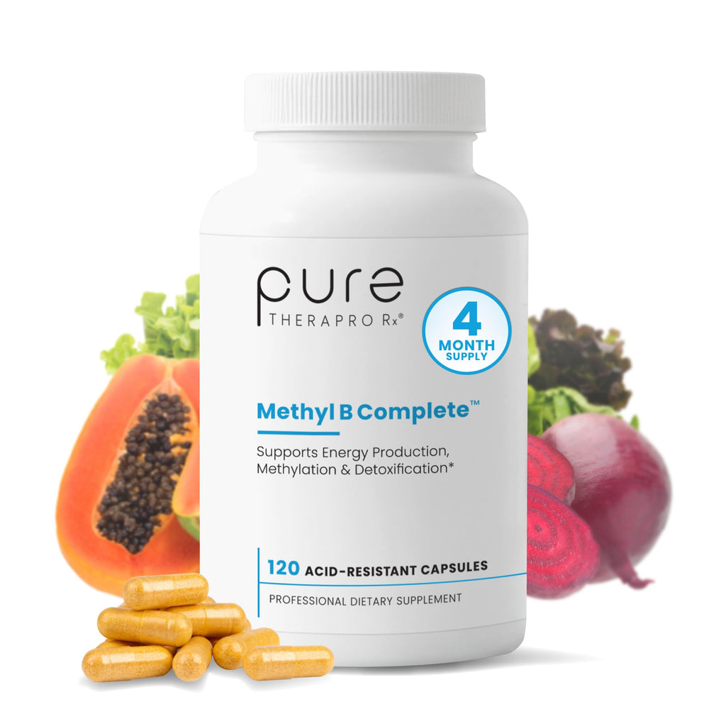 Pure Therapro Rx Methylated B Complex Vitamins Made in USA, 4 Month Supply | Methyl B Complete Quatrefolic 5-MTHF Folate, B12 Methylcobalamin,
