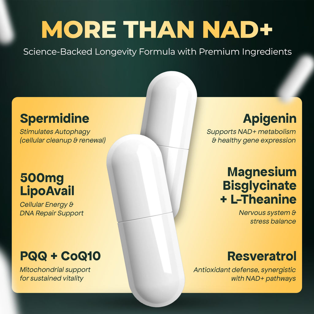 UPLIFE NAD+ Supplement 1,372mg – Liposomal NAD+ with CoQ10, Resveratrol, Spermidine, L-Theanine, Apigenin & PQQ – NMNH Alternative Booster Cellular Energy, Healthy Aging, Immune Health – 120 Capsules UPLIFE Au supplements
