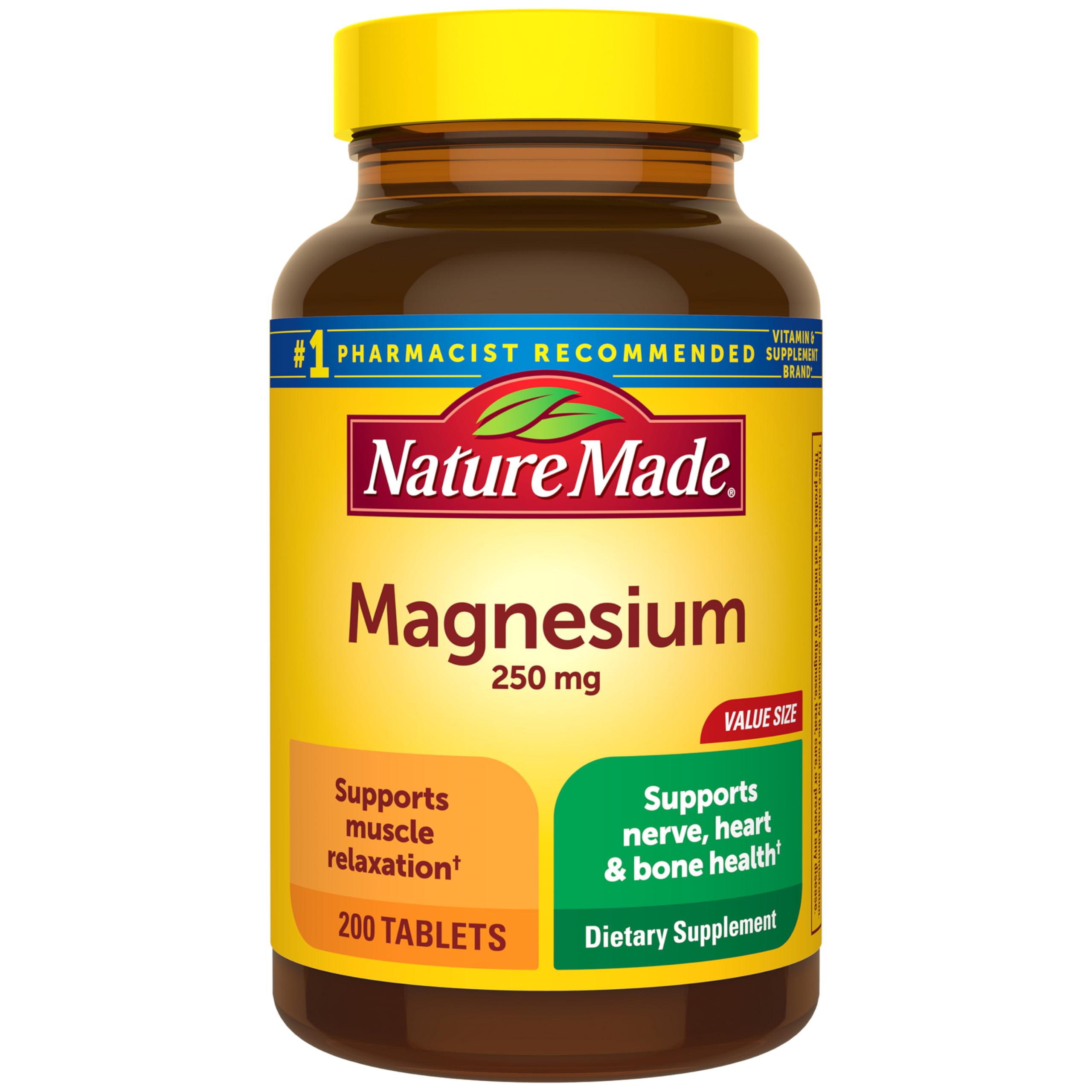 Nature Made Magnesium Oxide 250 mg, Magnesium Supplements for Men and Women, Support for Muscle, Heart