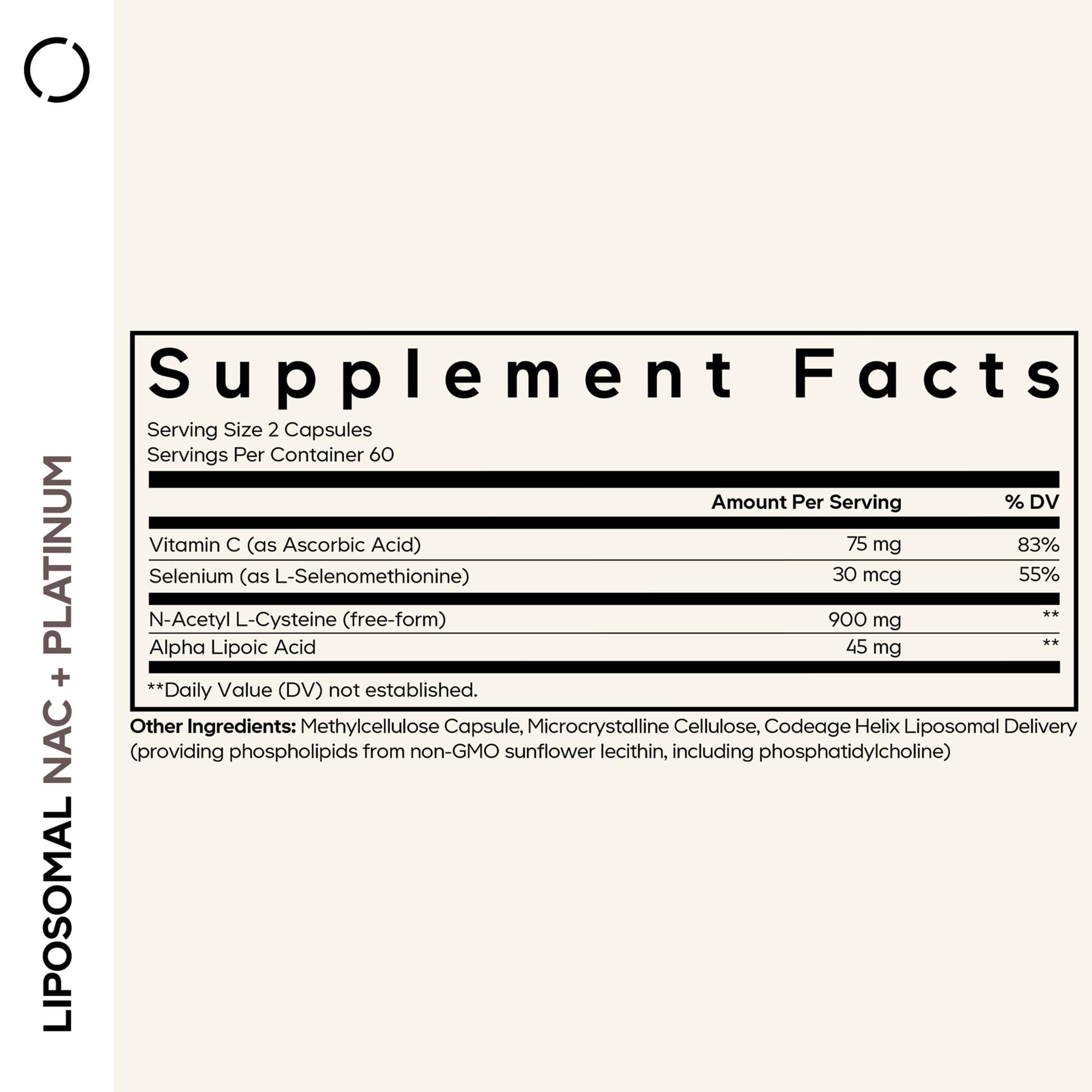 Codeage Liposomal NAC+ Platinum - N-Acetyl L-Cysteine, Vitamin C, Alpha Lipoic Acid, Selenium - 2-Month Supply - Helix Liposomal Delivery - Phospholipid - Non-GMO NAC Dietary Supplement - 120 Capsules Codeage Au supplements