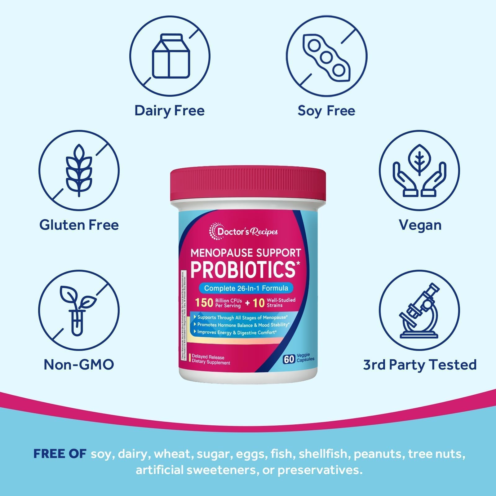 Doctor's Recipes Menopause Probiotic Supplements for Women, Black Cohosh for Menopause Hot Flashes, Probiotics with Ashwagandha, Dong Quai, Supports Energy, 60 Capsules Doctor's Recipes Au supplements