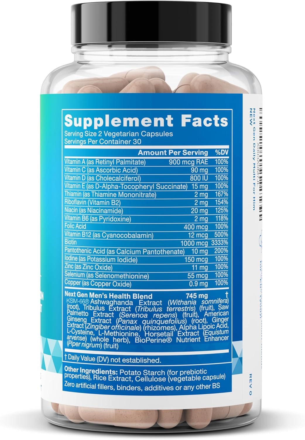 Next Gen Multi for Him Advanced Men’s Multivitamin Supplement - 26-in-1 Multiblend for Beard & Hair Growth, Men’s Reproductive Health, Metabolism, Heart, Skin,
