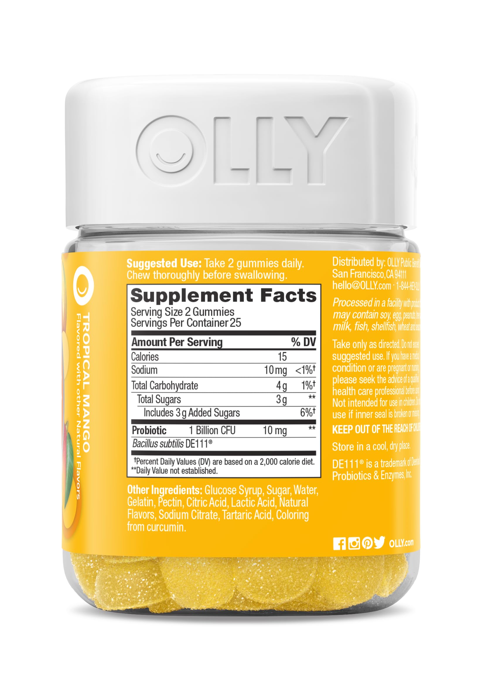 OLLY Probiotic Gummy, Immune and Digestive Support, 1 Billion CFUs, Chewable Probiotic Supplement, Mango, 25 Day Supply - 50 Count OLLY Au supplements