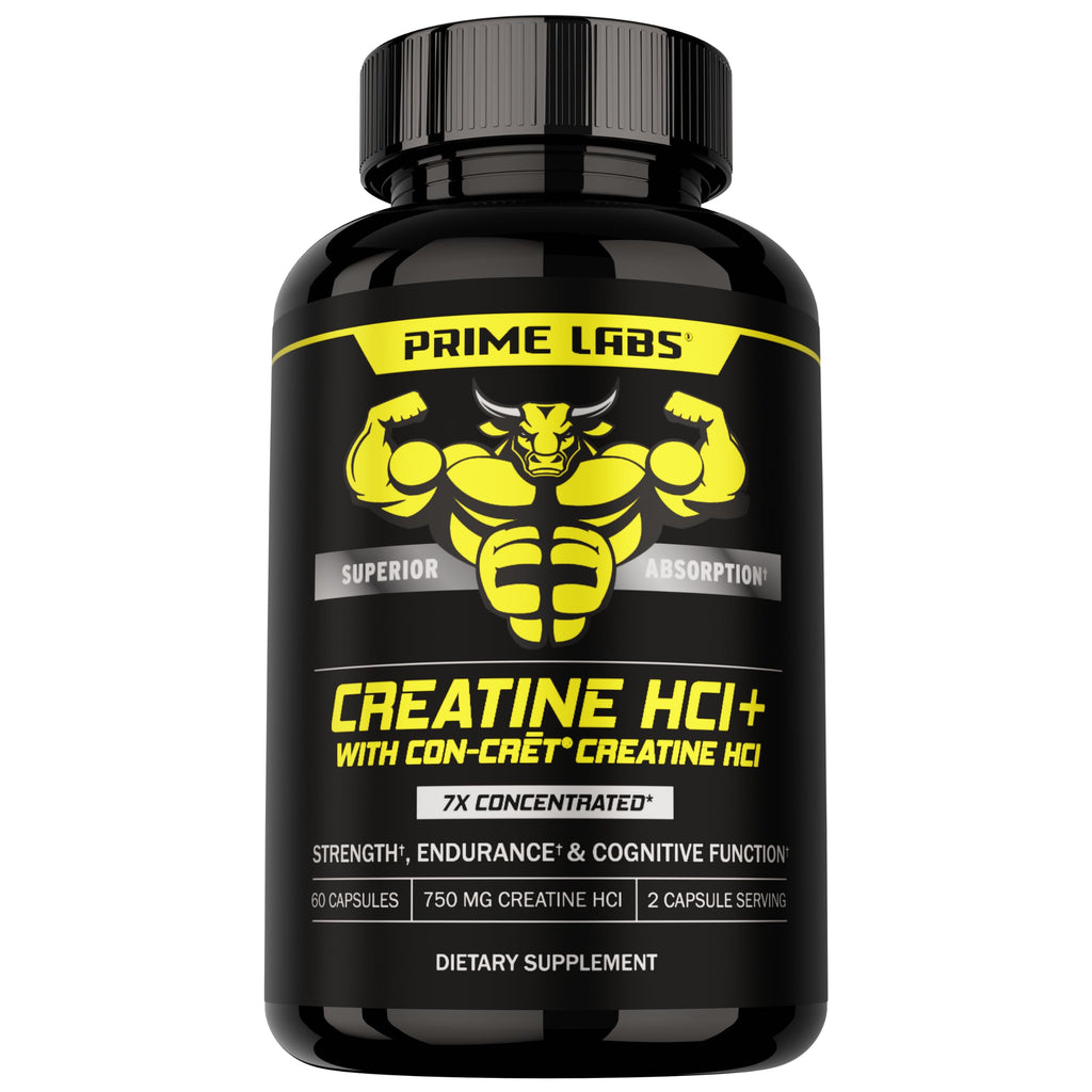 Prime Labs Creatine HCl Capsules - with CON-CRĒT®, Rhodiola Root Extract, & L-Theanine - Muscle Support, Endurance, Cognitive Function - for Men & Women - 60 Pills Prime Labs Au supplements