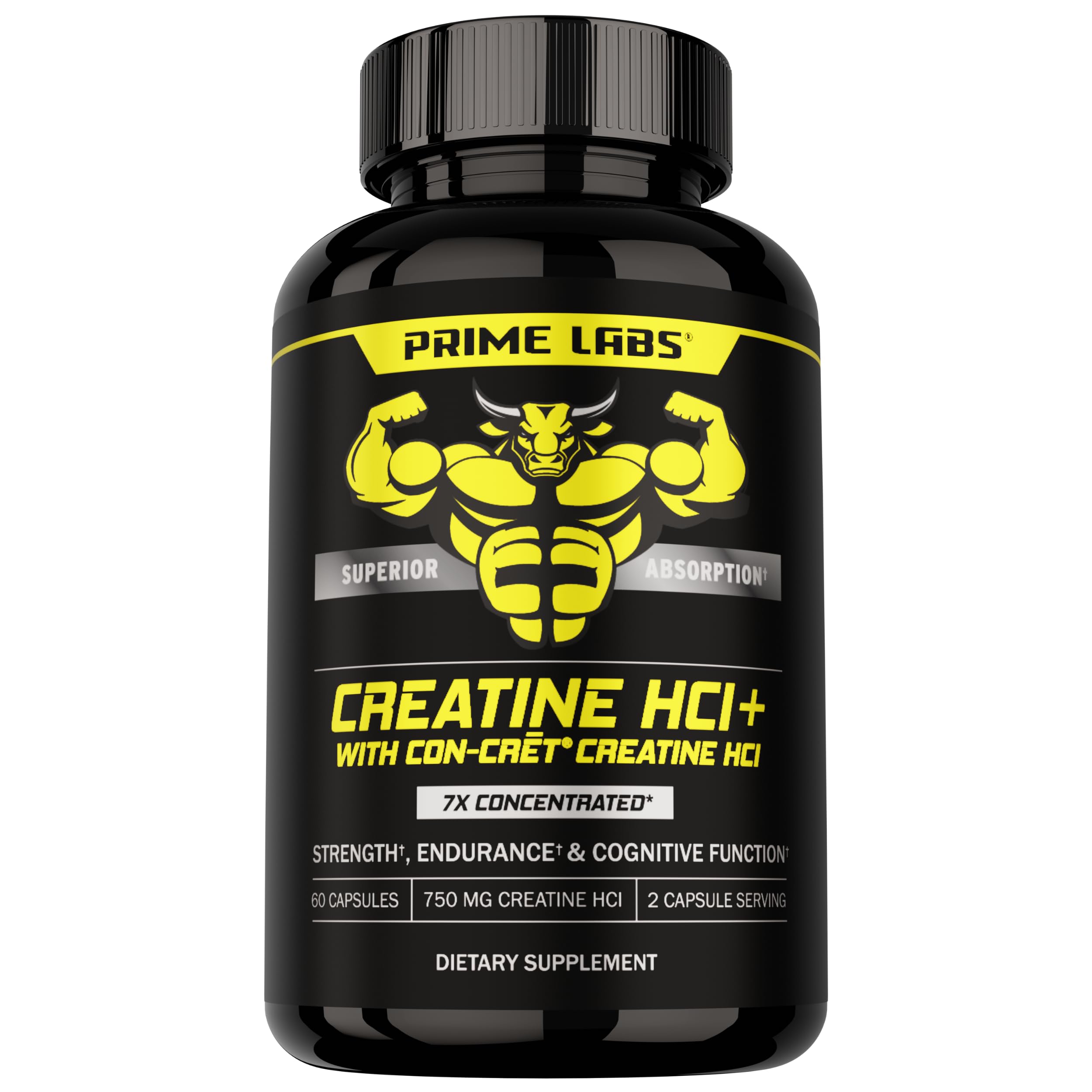 Prime Labs Creatine HCl Capsules - with CON-CRĒT®, Rhodiola Root Extract, & L-Theanine - Muscle Support, Endurance, Cognitive Function - for Men & Women - 60 Pills Prime Labs Au supplements