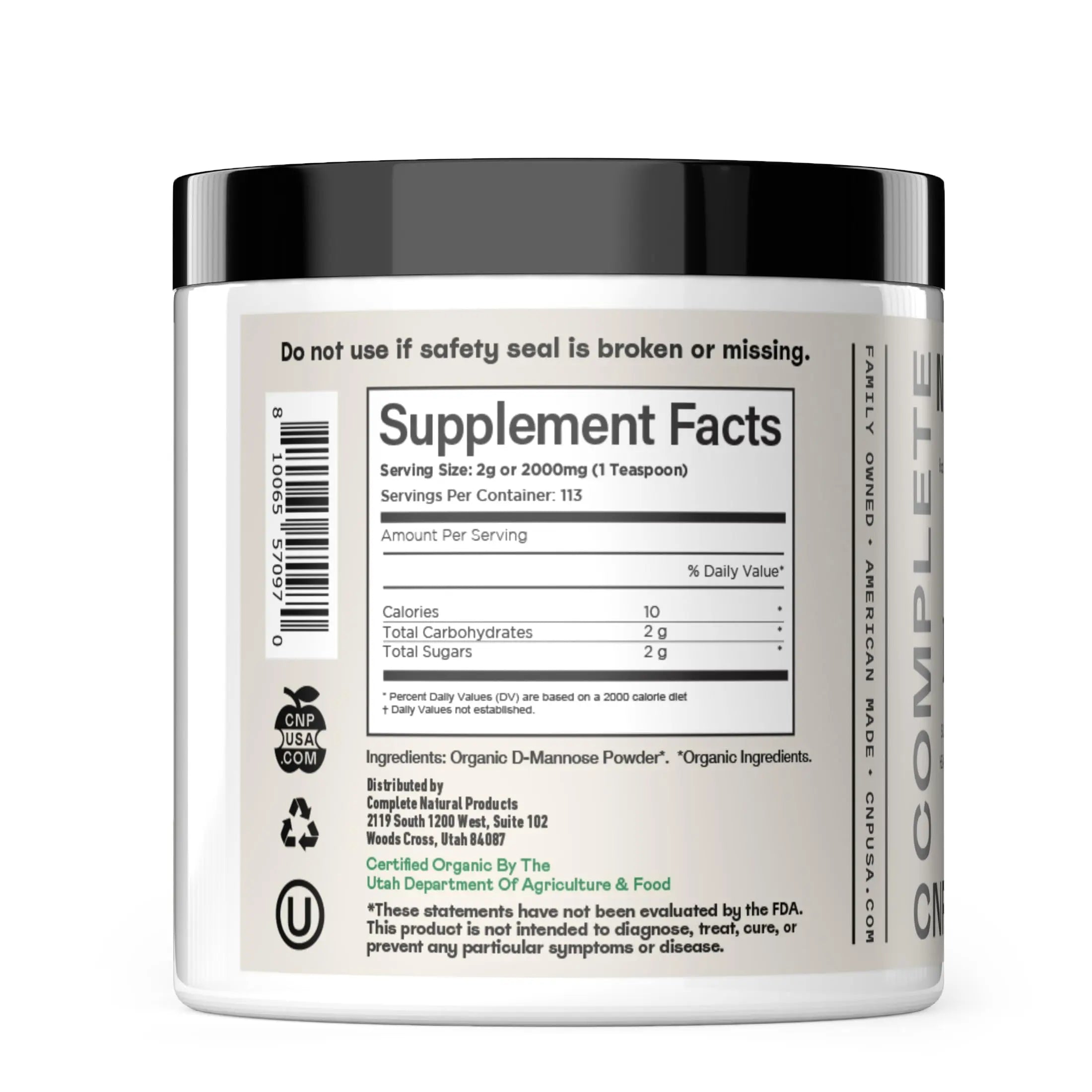 CNP Organic D Mannose Powder 2000mg - Powder D Mannose Supplement for UTI Support, Pure D-Mannose Powder from Guar Beans, Vegan Non GMO Clean Formula, Bladder Urinary Tract Health Supplement Use Complete Natural Products Au supplements