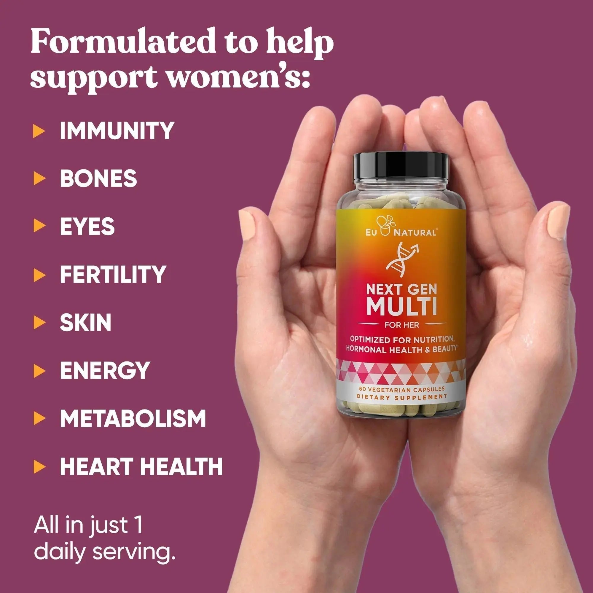 Next Gen Multivitamin for Women – 22 Optimized Vitamins for Immunity, Beauty, Brain, Energy, Bones and Heart – Vitamin C, D, E, K, Iron, B6 and DHA Eu Natural Au supplements