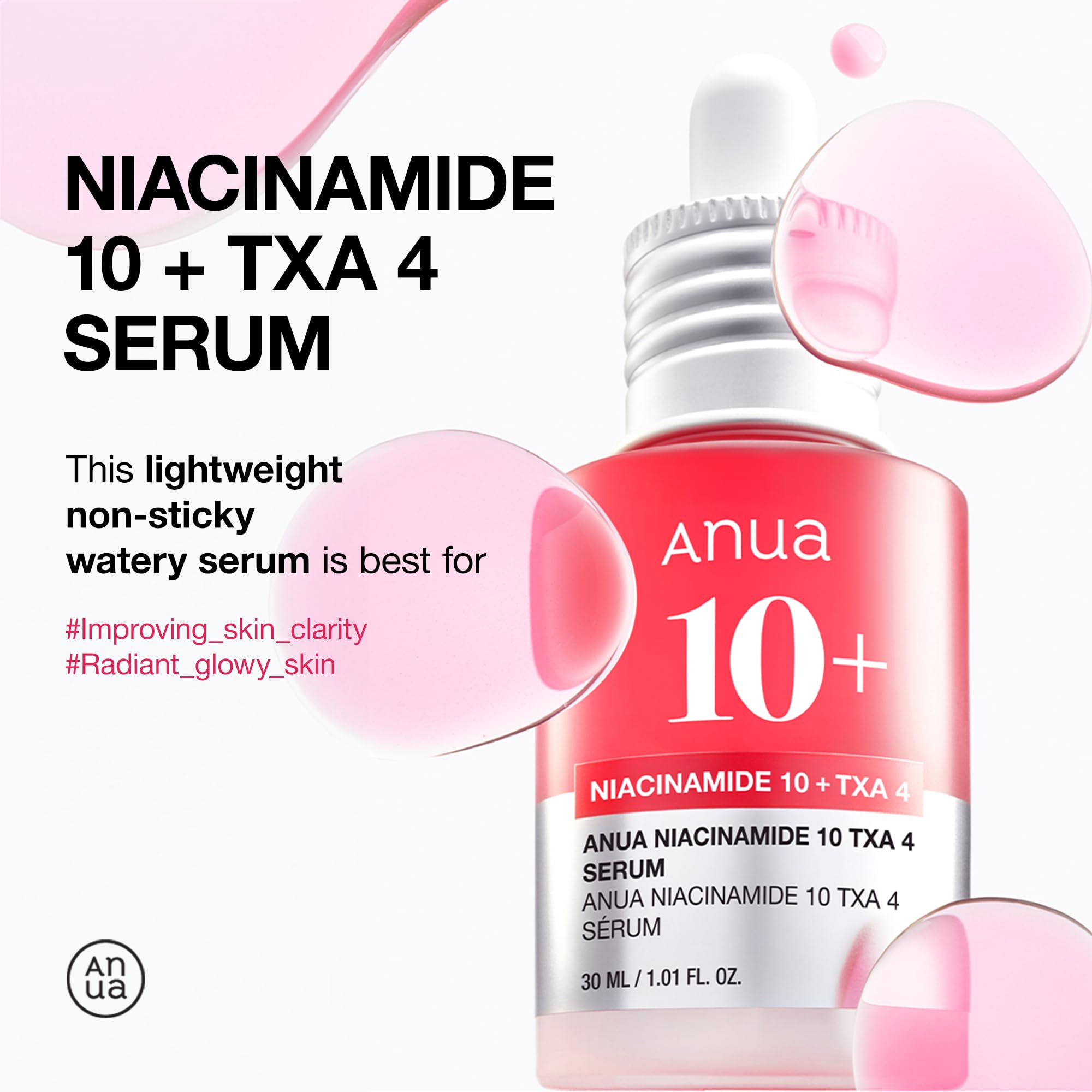 Anua Niacinamide 10 + TXA 4 Serum, Dark Spot Care, Hyaluronic Acid, Tranexamic Acid
