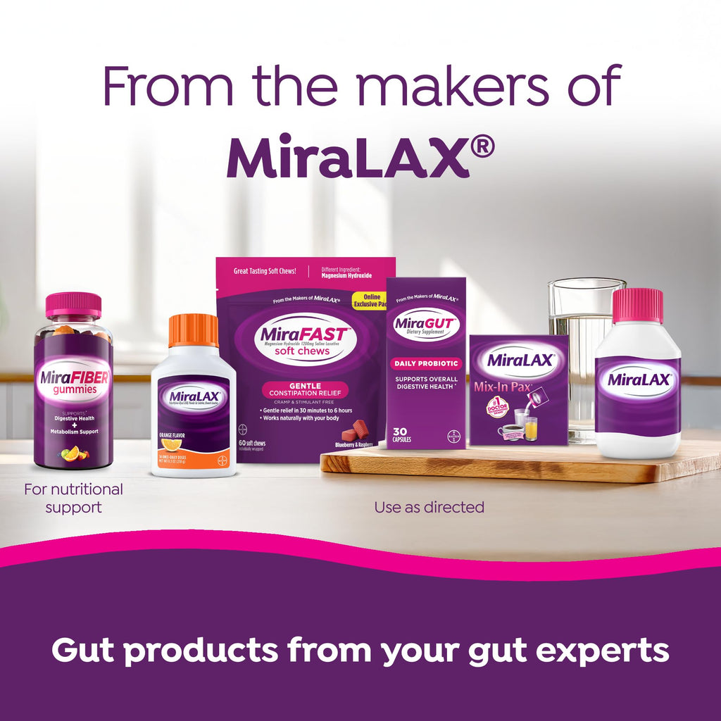 MiraGUT Daily Probiotic, from the Makers of MiraLAX, Probiotics for Digestive Health, Gluten-Free Supplement, Probiotic for Women and Men