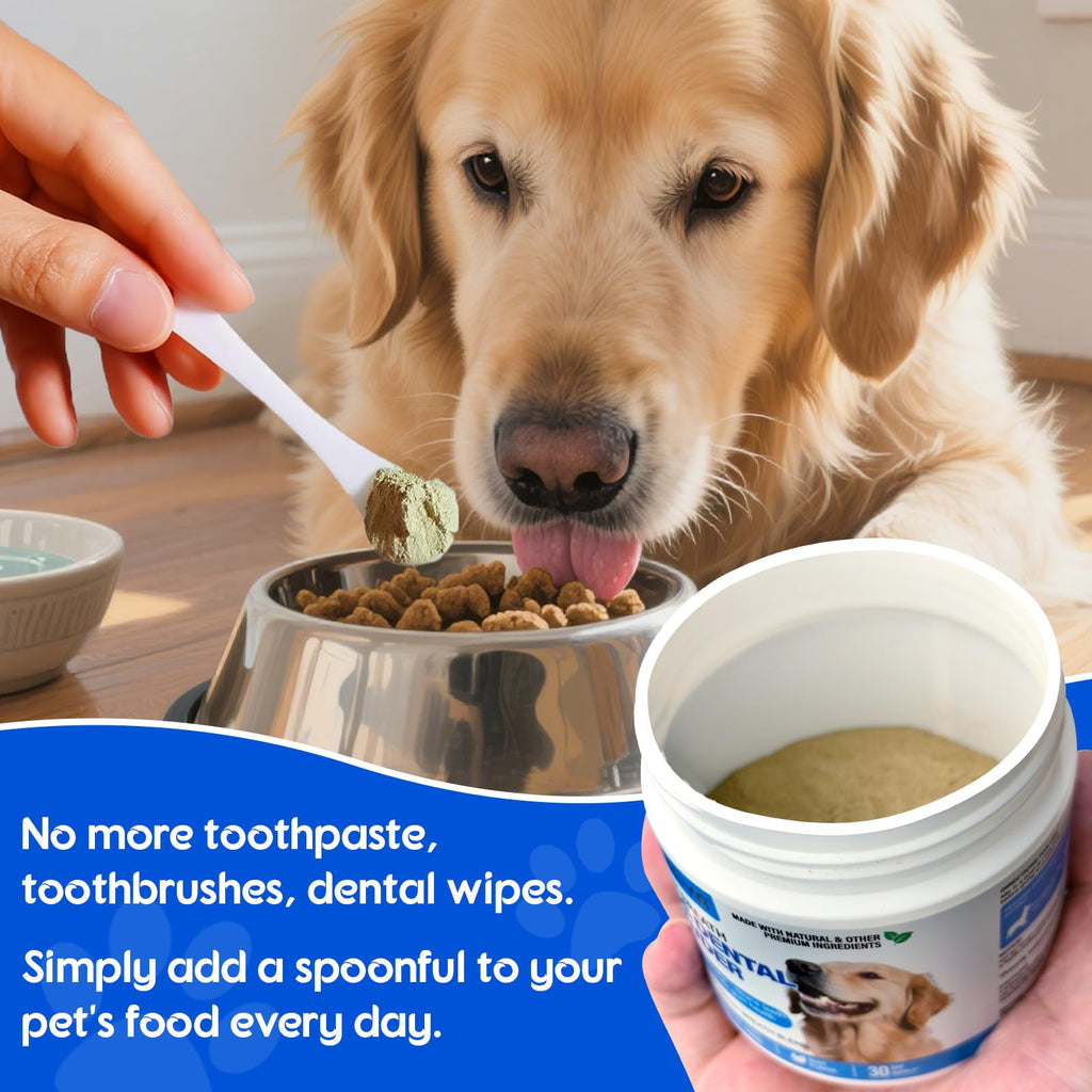 Dog Teeth Cleaning Powder - Dental Powder for Dogs Teeth - Plaque Removal - Supports Gum Health - Tartar Remover with Natural Herb Blend and Postbiotics 30 Day Supply - Mint Flavor ARMOYA Au supplements