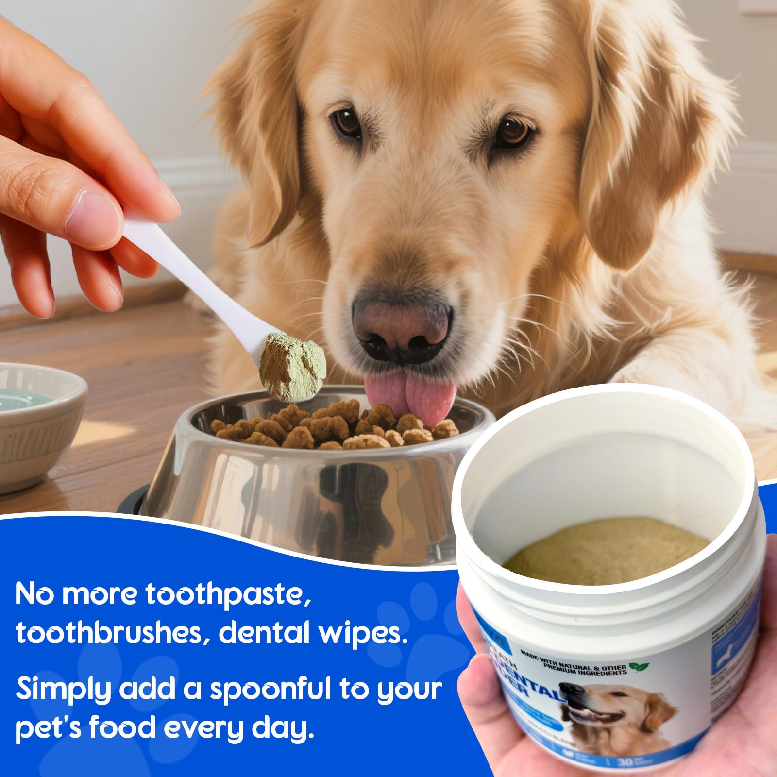 Dog Teeth Cleaning Powder - Dental Powder for Dogs Teeth - Plaque Removal - Supports Gum Health - Tartar Remover with Natural Herb Blend and Postbiotics 30 Day Supply - Mint Flavor ARMOYA Au supplements