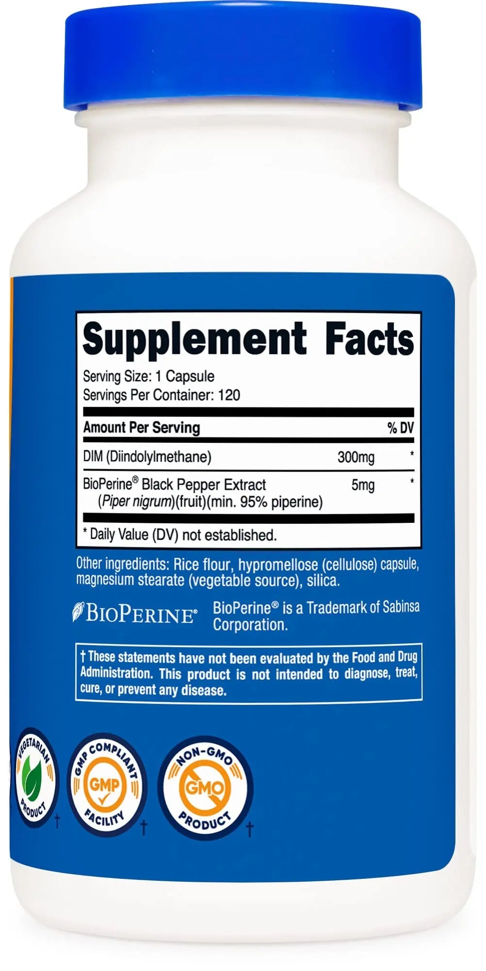 Nutricost DIM (Diindolylmethane) Plus BioPerine 300mg, 120 Vegetarian Capsules Nutricost Au supplements