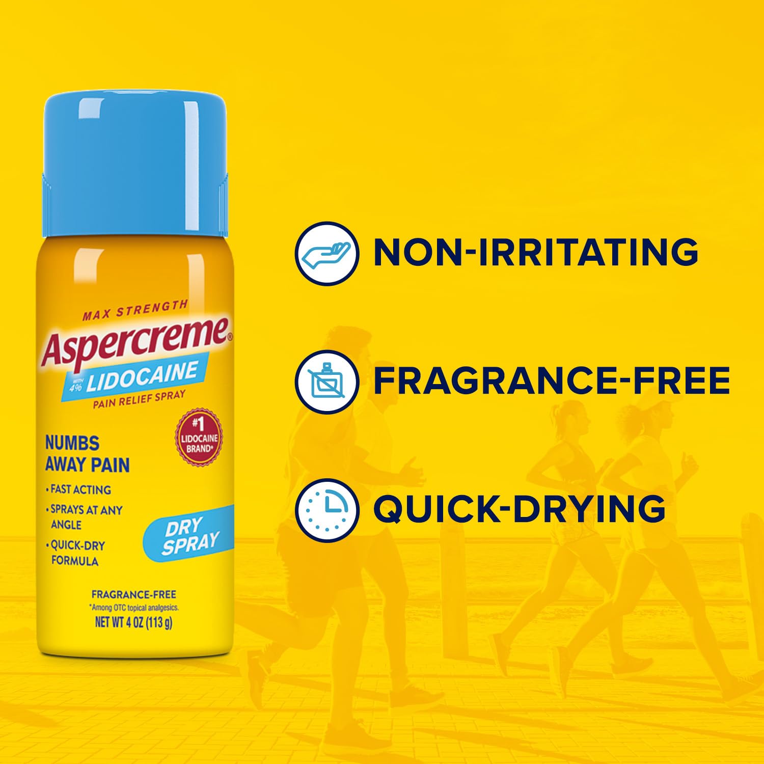Aspercreme Lidocaine Dry Spray Soothes Aggravated Nerves, Numbing Topical Pain Relief Spray with Max-Strength 4% Lidocaine Sprays at Any Angle, 4 Oz. Aspercreme Au supplements