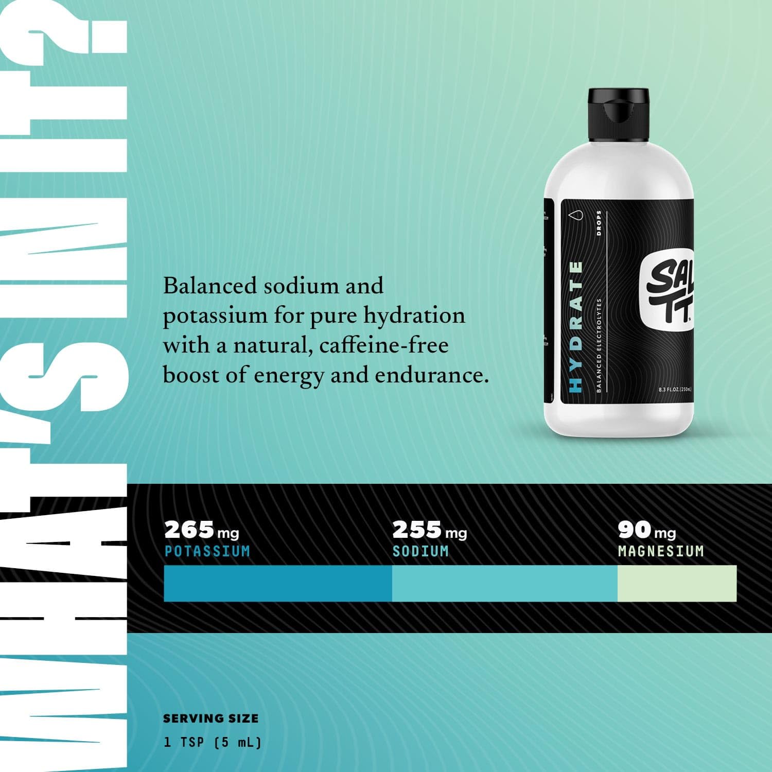 SALTT - Hydrate (8.3 oz) - Electrolytes Drops - Energy Boost - Sodium, Potassium, Magnesium, Zinc, Copper - Unflavored - Ultra Low Carb - Zero Sugar, Vegan, Gluten Free, Non GMO - By Keto Chow