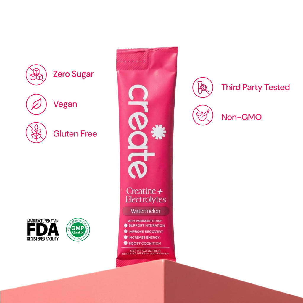 Create Creatine + Electrolytes Mix - Creatine Monohydrate Stick Packs, Supports Energy