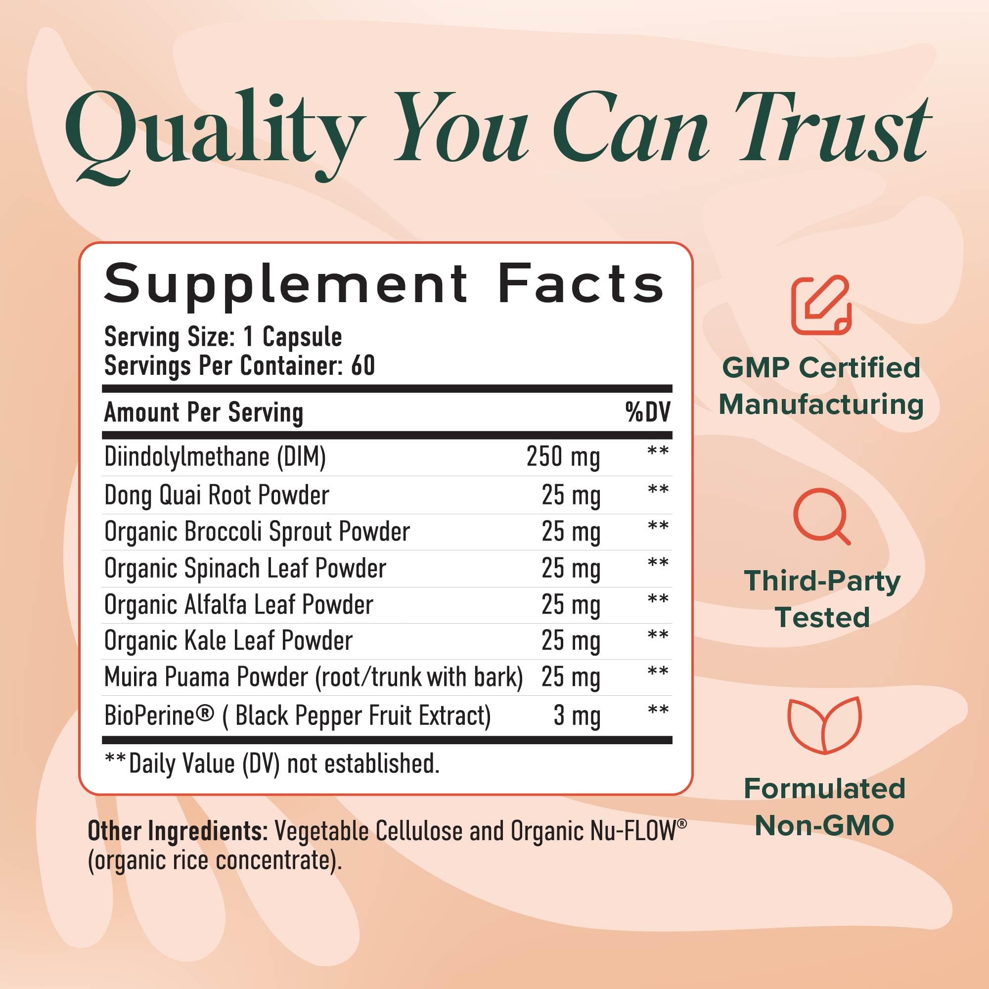 DIM Supplement for Women 250 mg | Estrogen & Hormone Balance | Menopause, Hot Flashes & Night Sweats Support | DIM Complex Estrogen Supplement for Women | with BioPerine | Gluten-Free | 60 Ct SMNutrition Au supplements