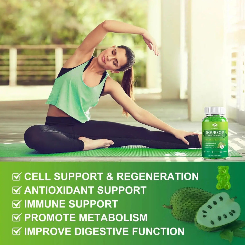 WOGORGT Soursop Graviola Gummies - Soursop Multivitamin Gummies with 200mg Sea Moss Extract for Antioxidant WOGORGT Au supplements