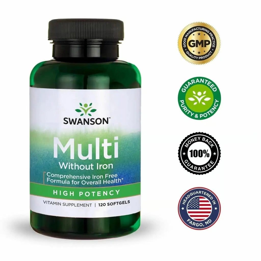 Swanson Multi Without Iron Multivitamin Health Supplement Iron-Free Formula 120 Softgels Sgels (2 Pack) Swanson Au supplements