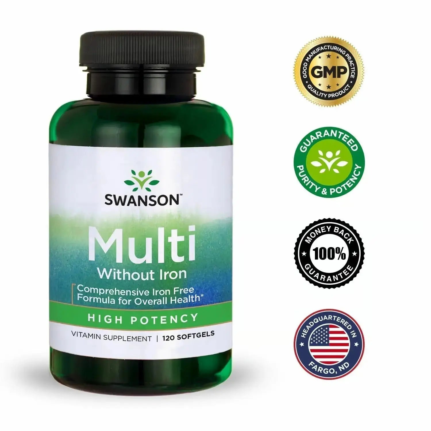 Swanson Multi Without Iron Multivitamin Health Supplement Iron-Free Formula 120 Softgels Sgels (2 Pack) Swanson Au supplements