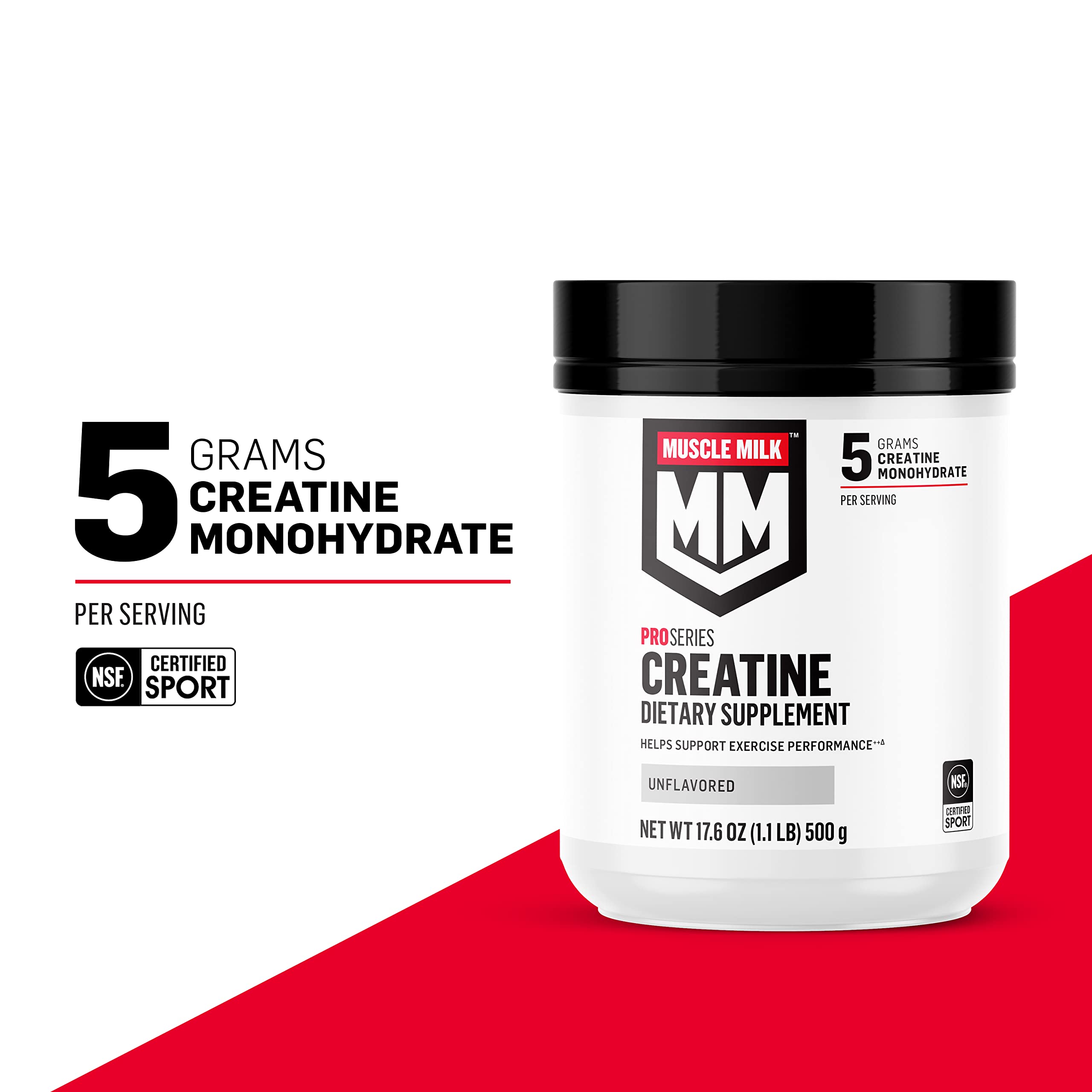 Muscle Milk Pro Series Creatine Powder Supplement, Unflavored, 1.1 Pound, 100 Servings, 5g Creatine Monohydrate