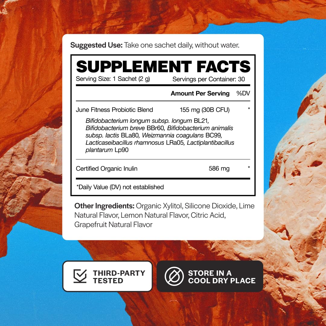 June Science Fitness + Recovery | Fast Melt Pre + Probiotic for Muscle Recovery + Training - Citrus Blast Flavor, 30 Powder Sachets