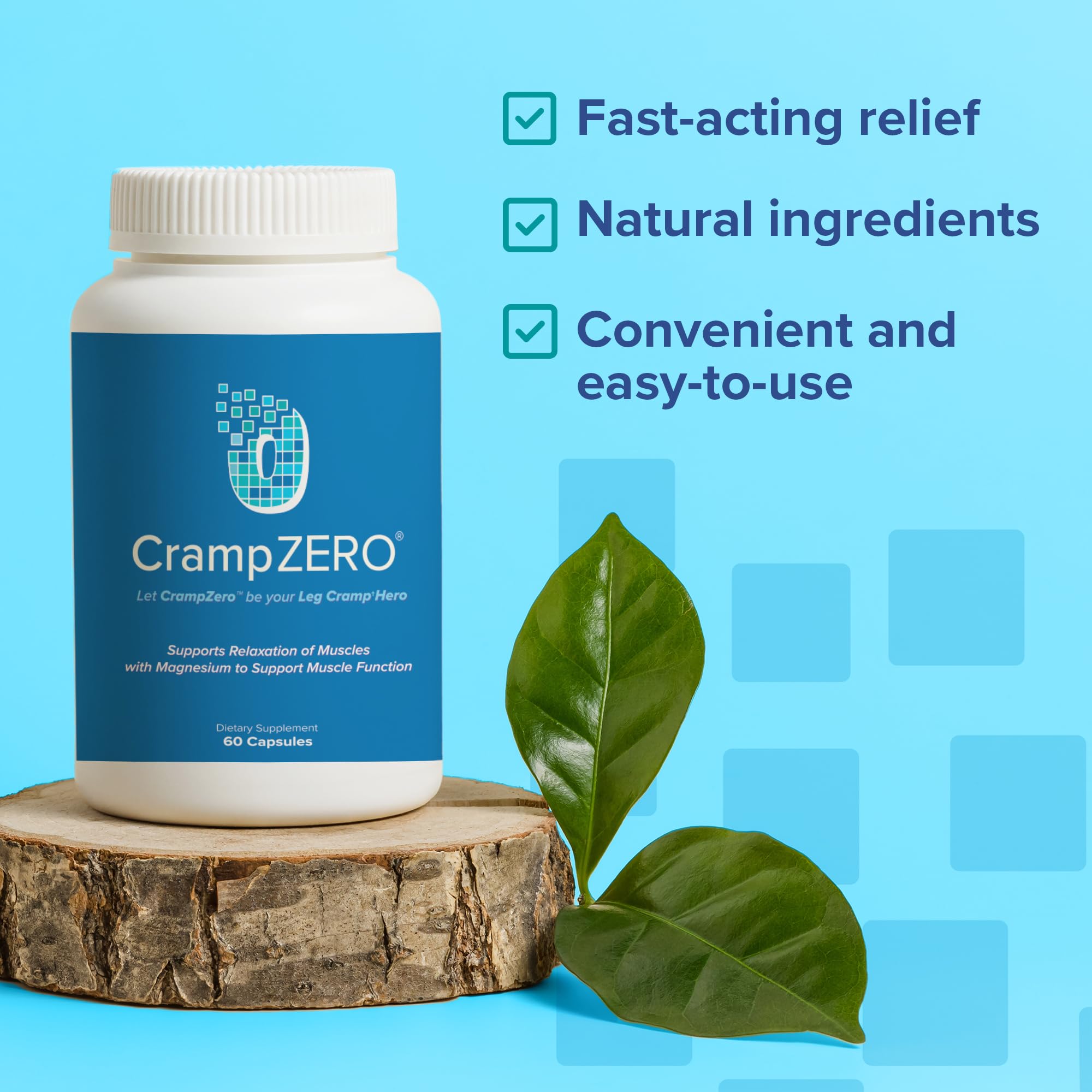 CrampZero Magnesium for Leg Cramps at Night – Potassium Magnesium Supplement with Calcium and Vitamin D3, Supports Muscle Relaxation and Function, Night Leg Cramps Relief, 60 Capsules CrampZero Au supplements