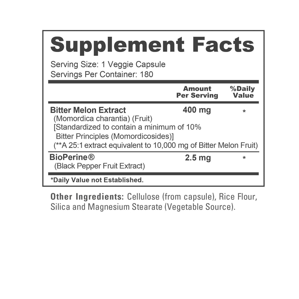 NusaPure Bitter Melon Extract 10,000 mg 180 Vegan Caps (100% Vegetarian, Non-GMO, Gluten-Free, 10% Bitter Principles) Bioperine NusaPure Au supplements
