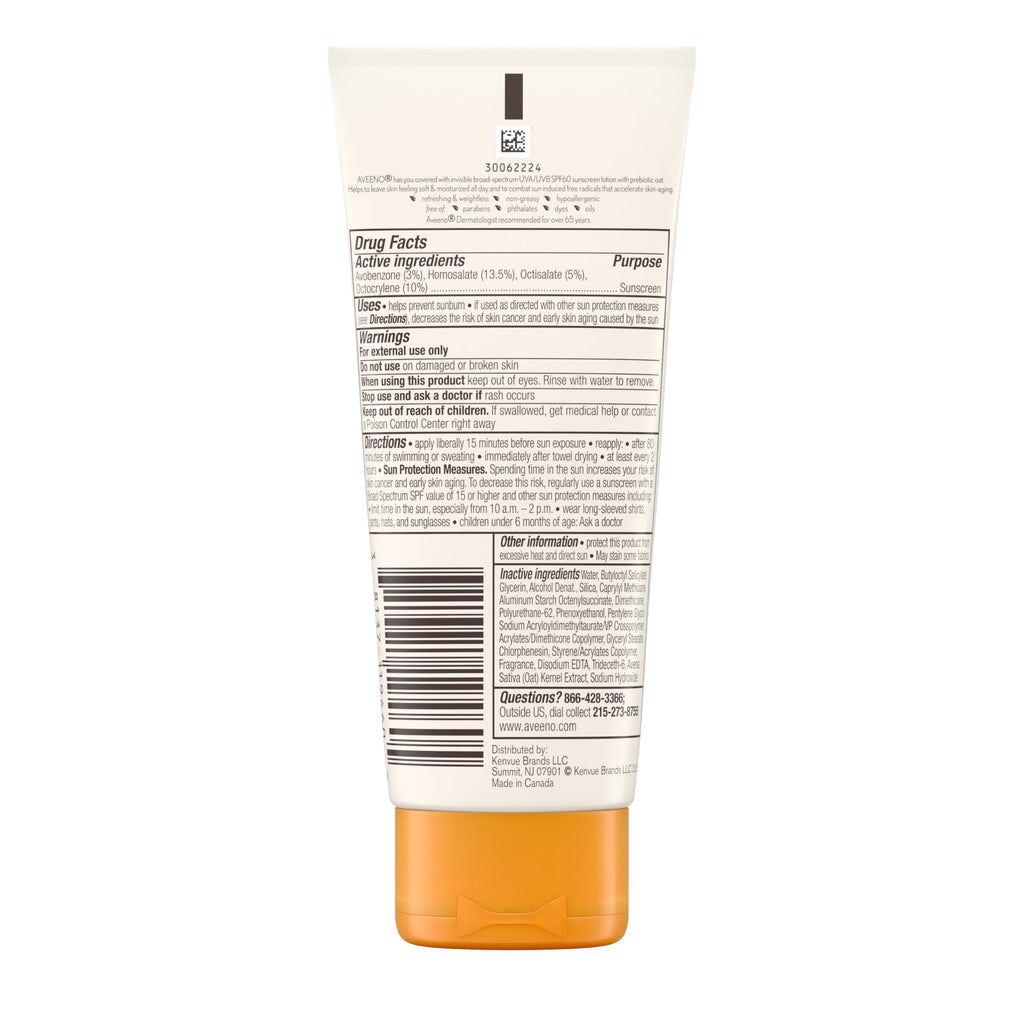 Aveeno Protect + Hydrate Moisturizing Body Sunscreen Lotion with Broad Spectrum SPF 60 & Prebiotic Oat, Weightless & Refreshing Feel