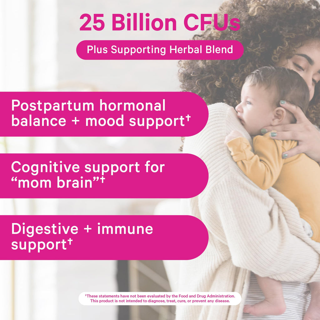 Pink Stork Probiotics for Postnatal Women - 30 Billion CFUS with Ashwagandha and Chamomile, Postpartum Essentials for Hormone Balance, Mood Support, Gut Health, Digestive Wellness, 30 Capsules Pink Stork Au supplements