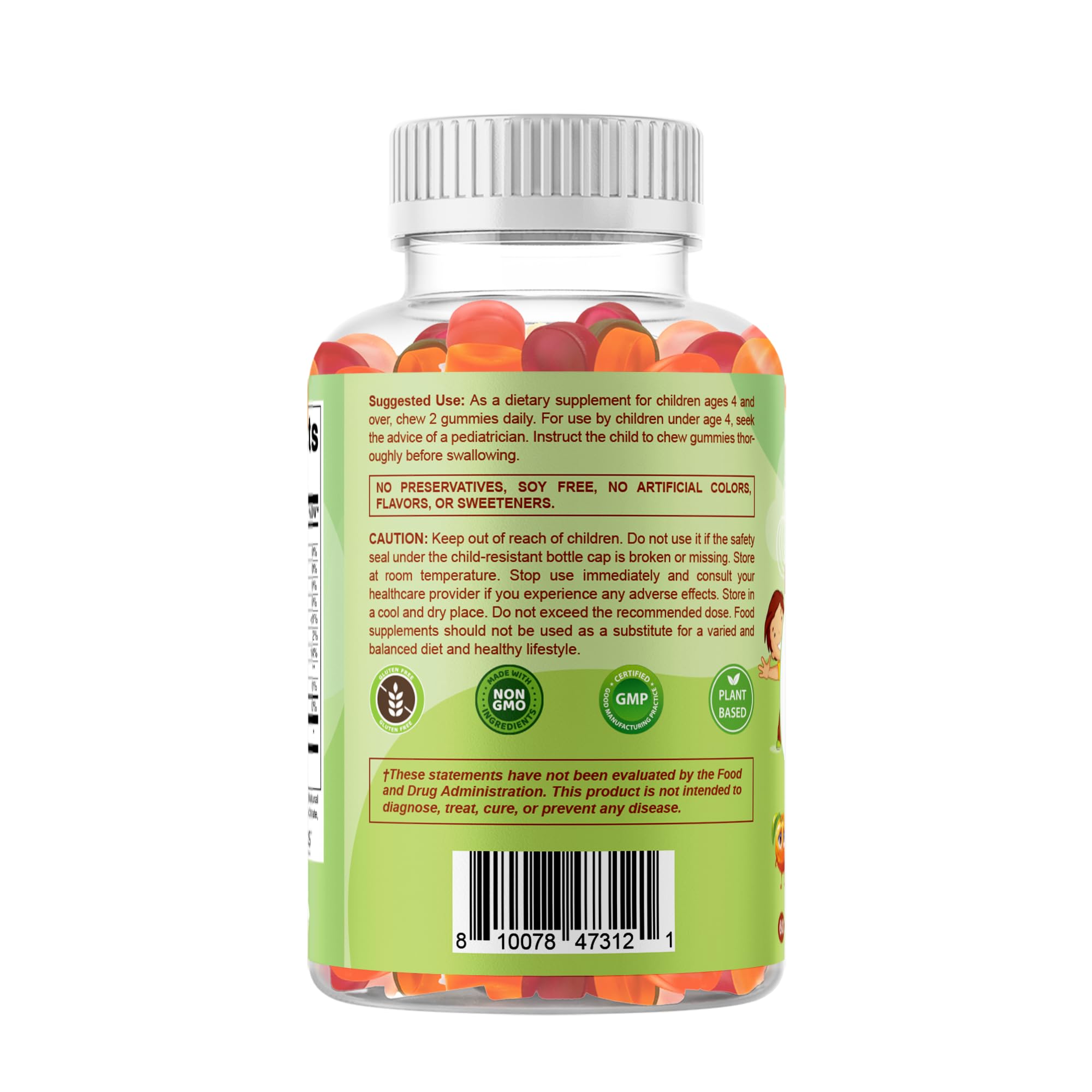 Vitamatic Kids Prebiotic Fiber Gummies – Extra Strength 4g Fiber – Zero Sugar Added – 60 Pectin-Based Gummies – Digestive Health & Regularity Support