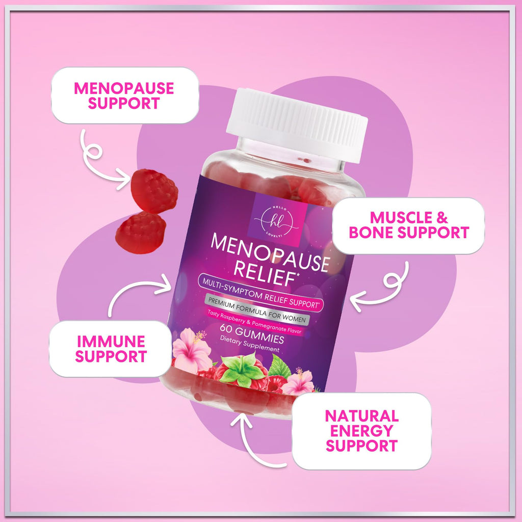 Menopause Supplements for Women - Complete Natural Mild Hot Flashes & Night Sweats Support, Multi Benefit Menopause Relief Gummy, Support for Balance & Energy, Gluten-Free & Non-GMO - 60 Gummies Hello Lovely! Au supplements