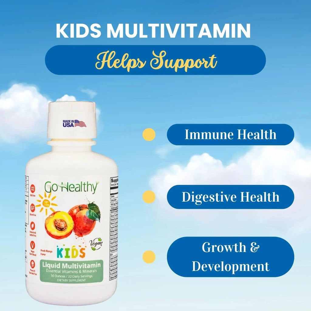 Go Healthy Kids Liquid Multivitamin | Immune Support | Kid Liquid Multivitamins | High Absorption | Vegan Vitamins | Kids Vitamins Multivitamin Go Healthy Natural Au supplements