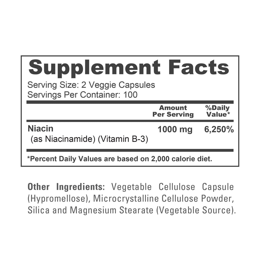 NusaPure Niacinamide 1000mg 200 Veggie Capsules (Non-GMO, Vegan) Flush Free NusaPure Au supplements