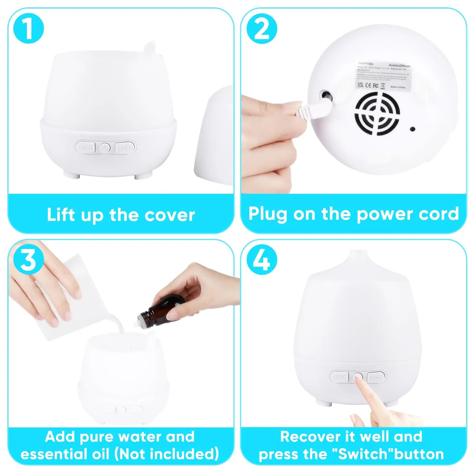 HAPPTWS 220Ml Essential Oil Diffuser - Diffusers for Essential Oils Aromatherapy Diffuser HAPPTWS Au supplements