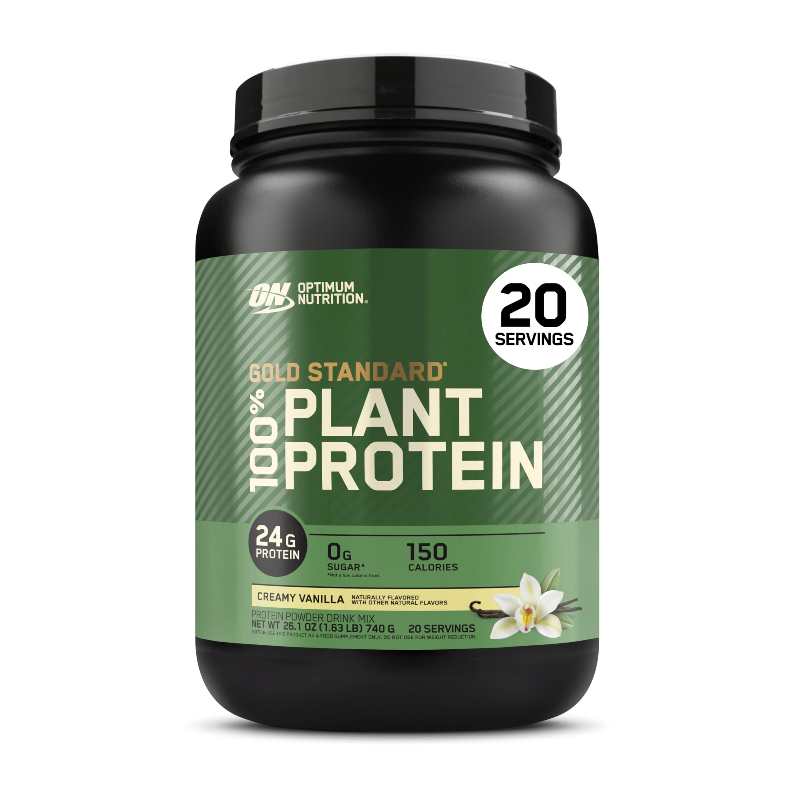 Optimum Nutrition Gold Standard 100% Plant Based Protein Powder, Gluten Free, Vegan Protein for Muscle Support and Recovery with Amino Acids - Creamy Vanilla, 20 Servings (Packaging May Vary)