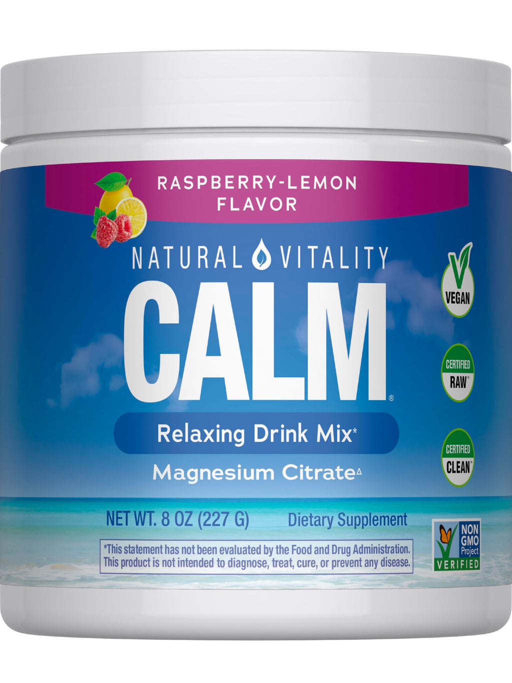 Natural Vitality Calm Powder Rasp Lemon, 8 oz Natural Vitality Au supplements
