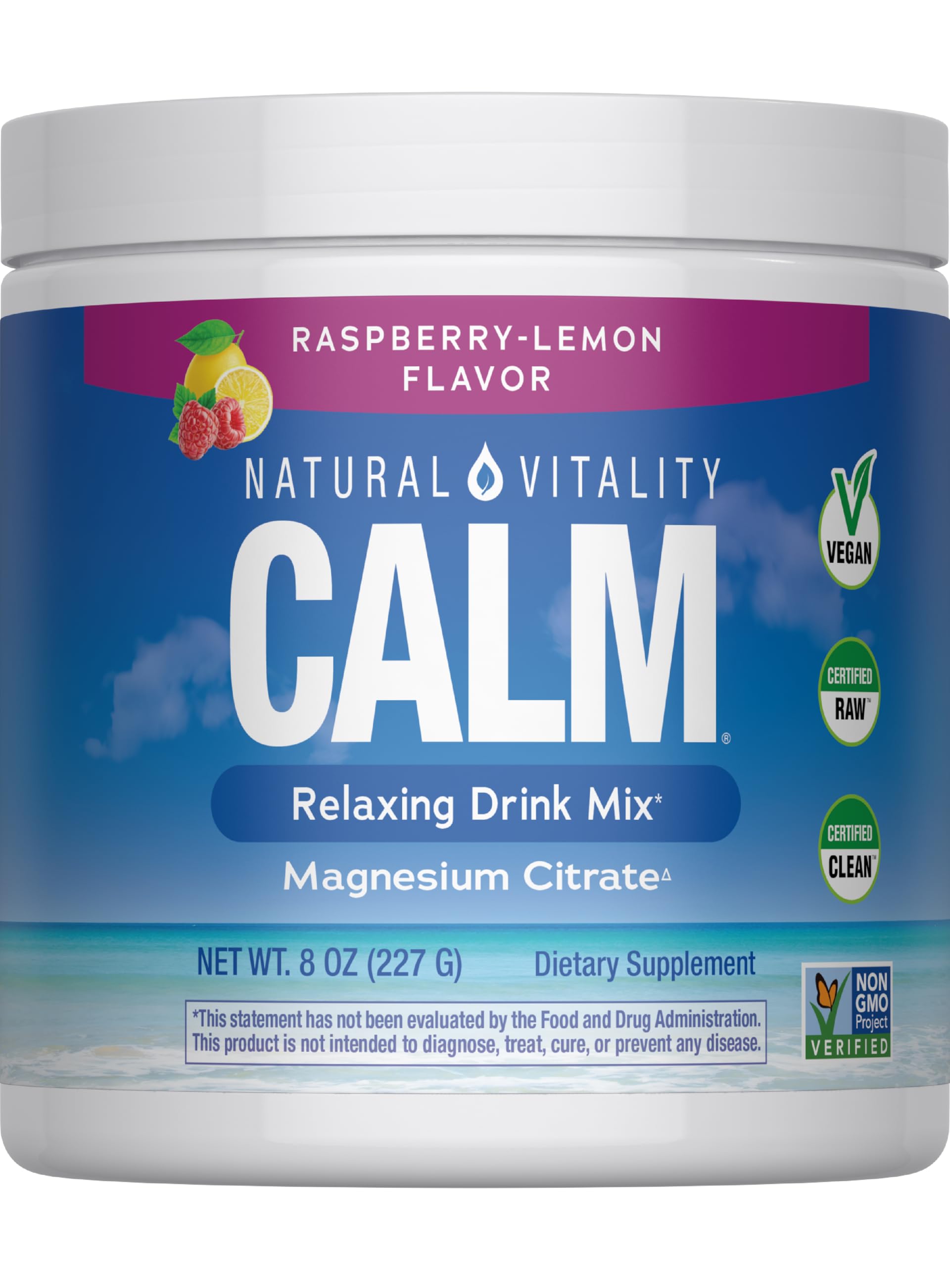 Natural Vitality Calm Powder Rasp Lemon, 8 oz Natural Vitality Au supplements