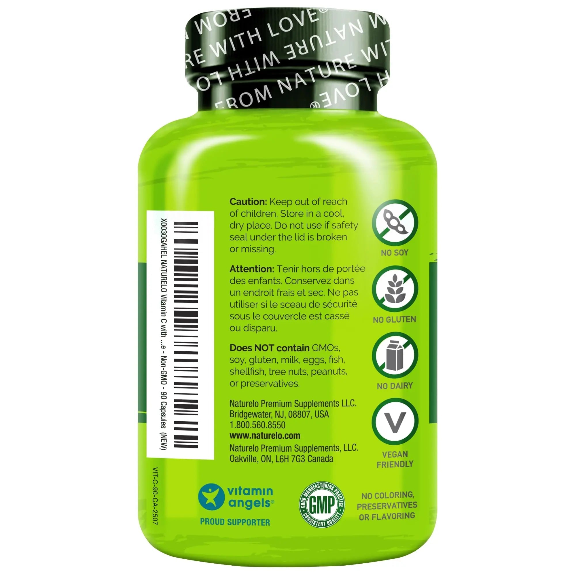 NATURELO Vitamin C with Organic Acerola Cherry Extract and Citrus Bioflavonoids - Vegan Supplement - Immune Support - 500 mg VIT C per Cap NATURELO Au supplements