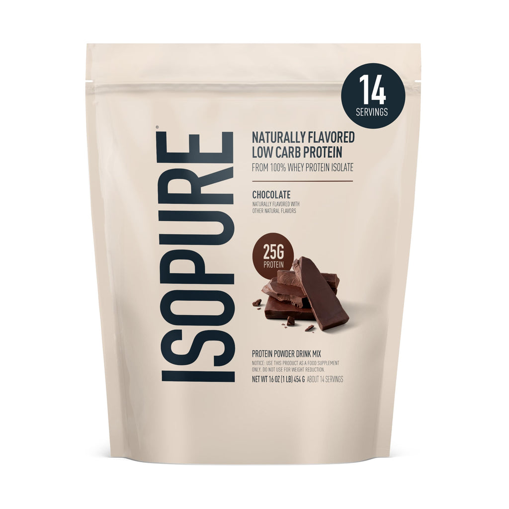 Isopure Low Carb 100% Pure Whey Isolate Protein Powder, Lactose Free, Gluten Free, With Vitamins, Dark Chocolate, 25g Protein Per Serving, 1 Lb,