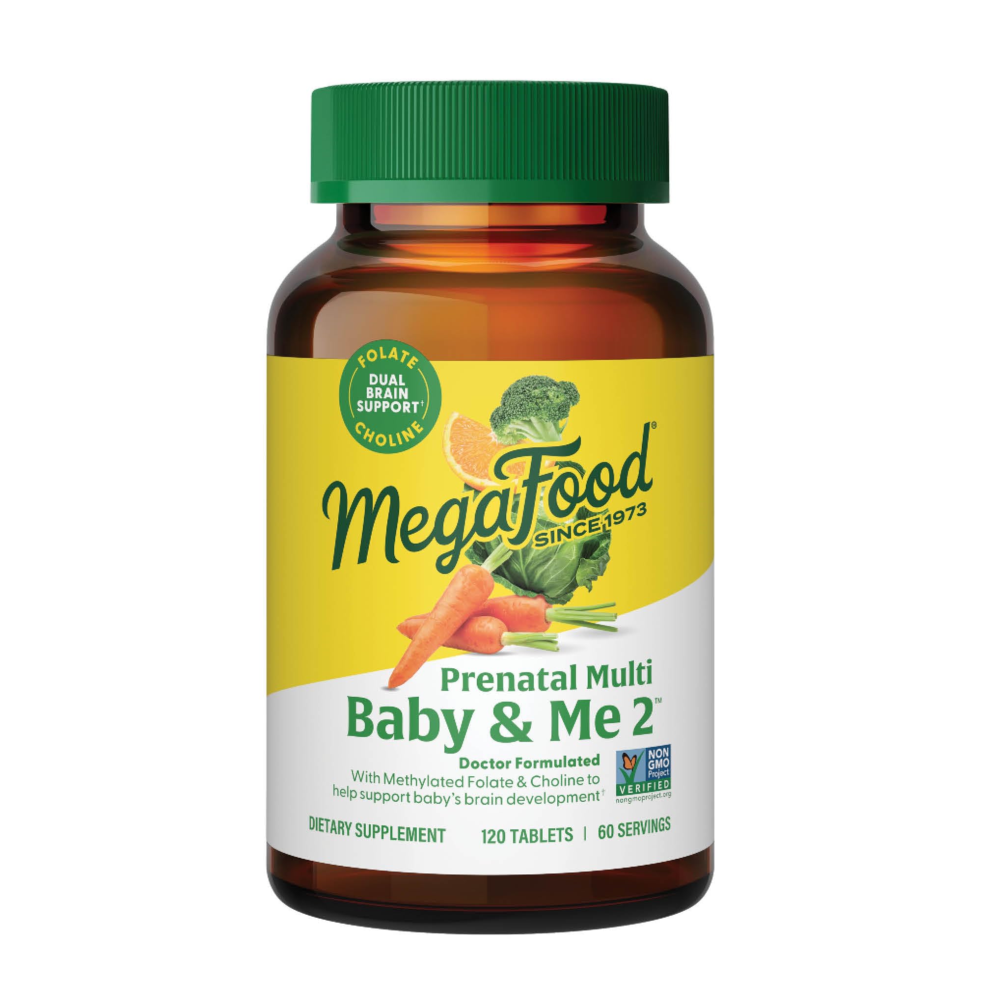 MegaFood Baby & Me 2 Prenatal Vitamin and Minerals - Vitamins for Women - with Folate (Folic Acid Natural Form), Choline, Iron, Iodine, and Vitamin C