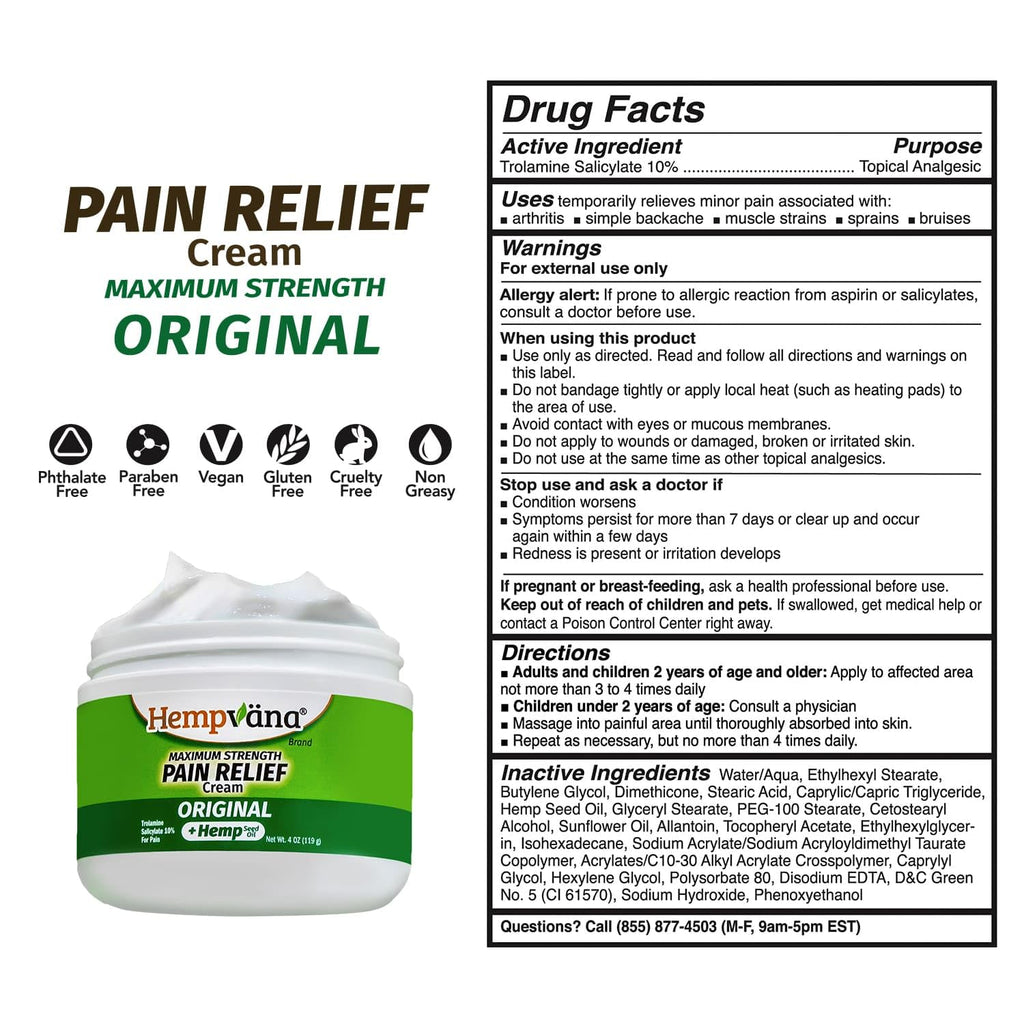 Hempvana Maximum Strength Relief Cream. Hemp Seed Oil for Muscles & Joints, AS SEEN ON TV, Odor-Free, Non-Greasy, Long-Lasting Relief Hempvana Au supplements