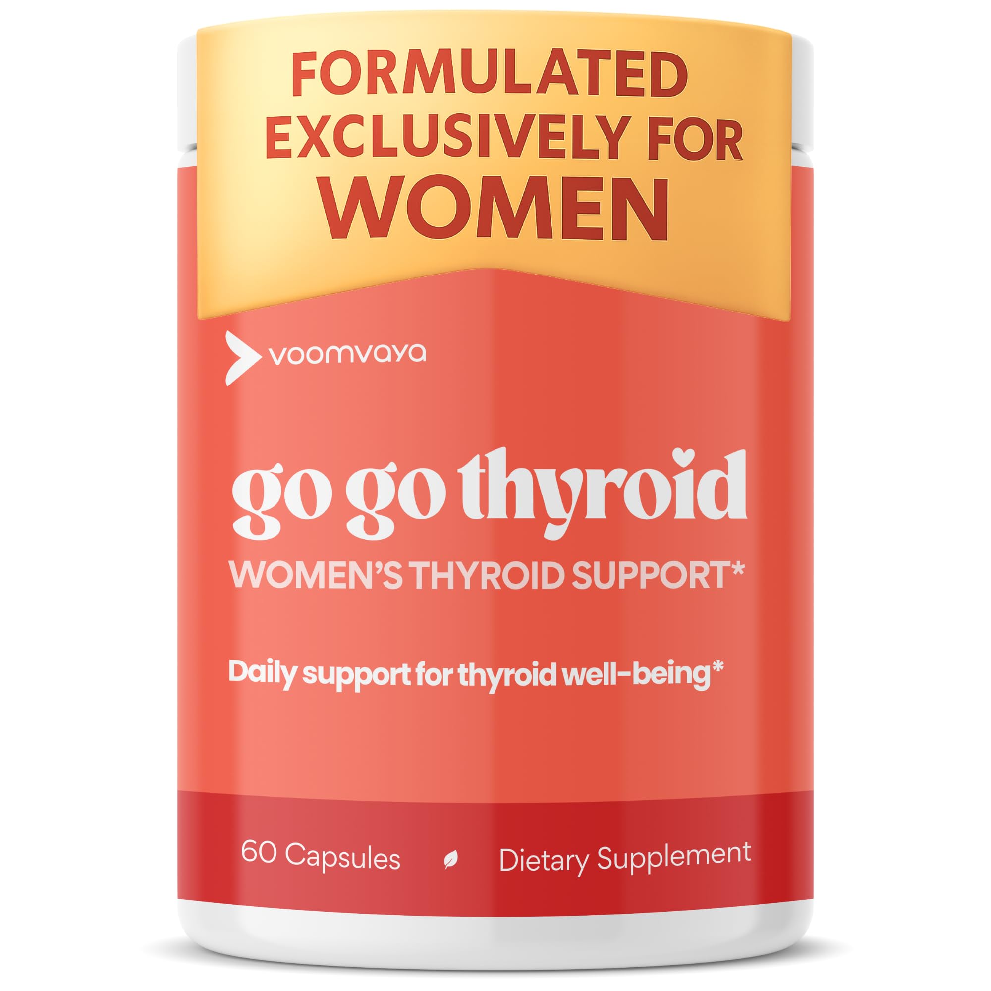 VoomVaya Go Go Thyroid - Thyroid Support for Women 30+ - Female-Focused Hormonal Balance & Thyroid Supplement with Iodine, Selenium & L Tyrosine - 3rd Party Tested - 60 Capsules VoomVaya Au supplements