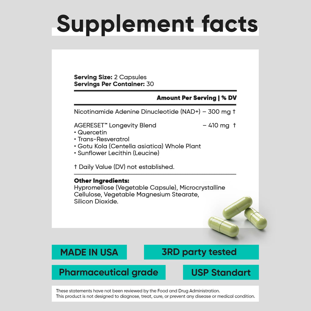 JoysLife AGERESET NAD Supplement NMN Alternative Liposomal + Gotu Kola for Women & Men w/Resveratrol, Quercetin, Gotu Kola JoysLife Au supplements