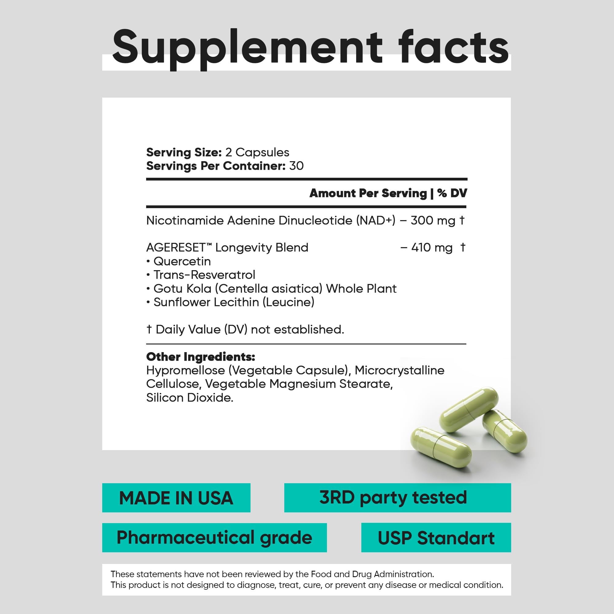 JoysLife AGERESET NAD Supplement NMN Alternative Liposomal + Gotu Kola for Women & Men w/Resveratrol, Quercetin, Gotu Kola JoysLife Au supplements