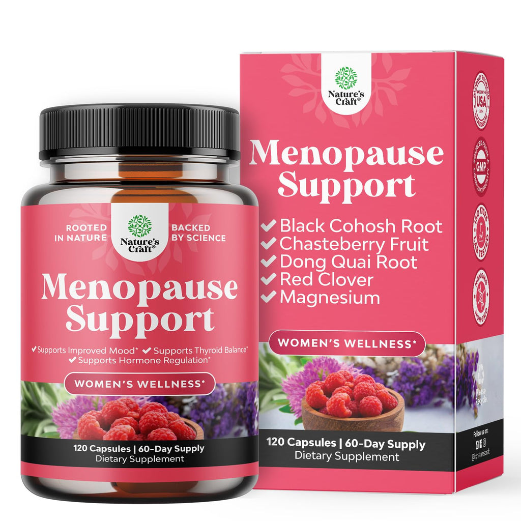 Complete Herbal Menopause Supplement for Women - Female Hormone Balance Capsules for Night Sweats Hot Flashes & Mood Swings with Dong Quai, Chaste Berry & Black Cohosh Root - 120 Count Pack Natures Craft Au supplements