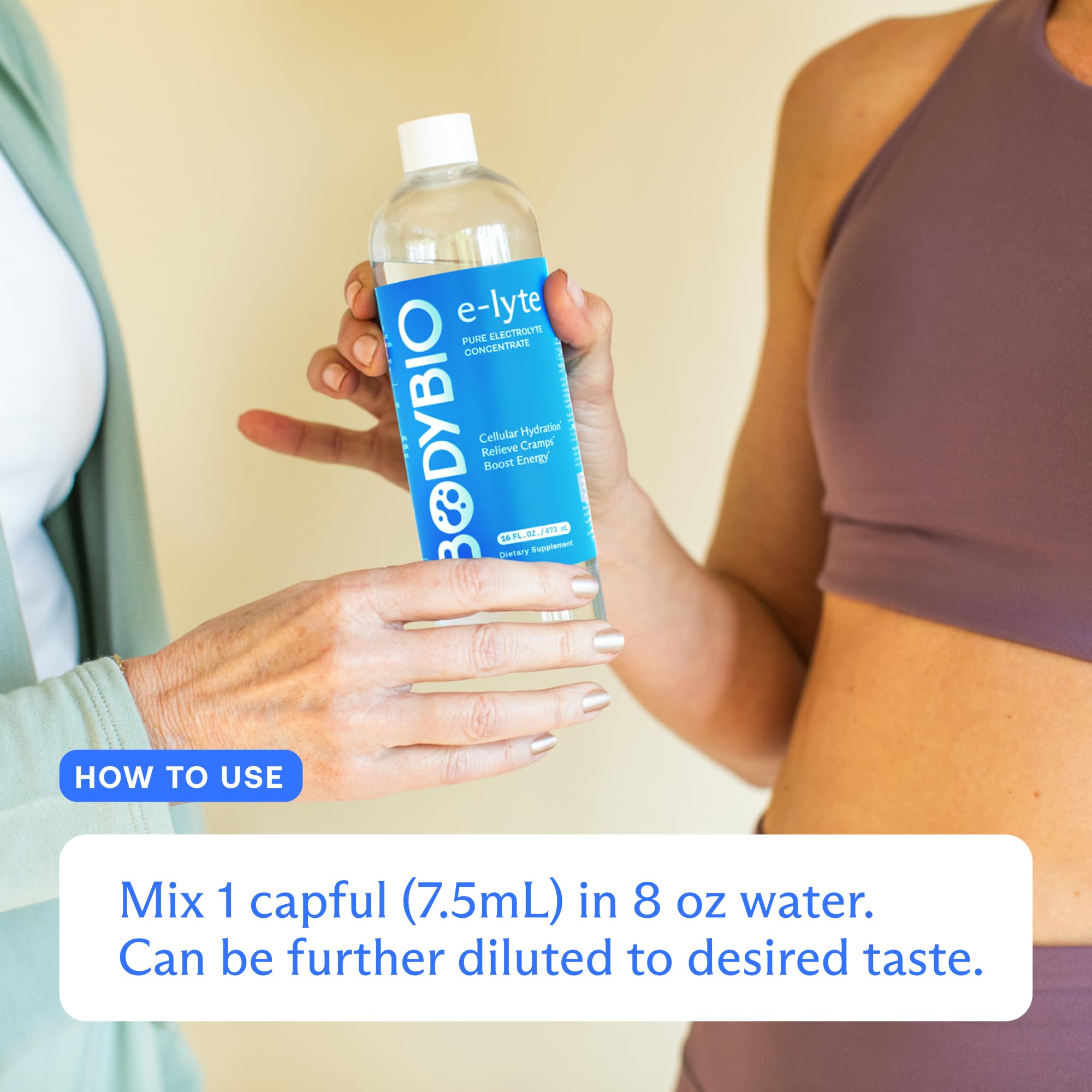 BodyBio e-lyte - Liquid Electrolyte Concentrate for Clean Hydration, Energy & Cramp Relief - No Sugar, No Artificial Flavors, No Fillers, Keto Friendly