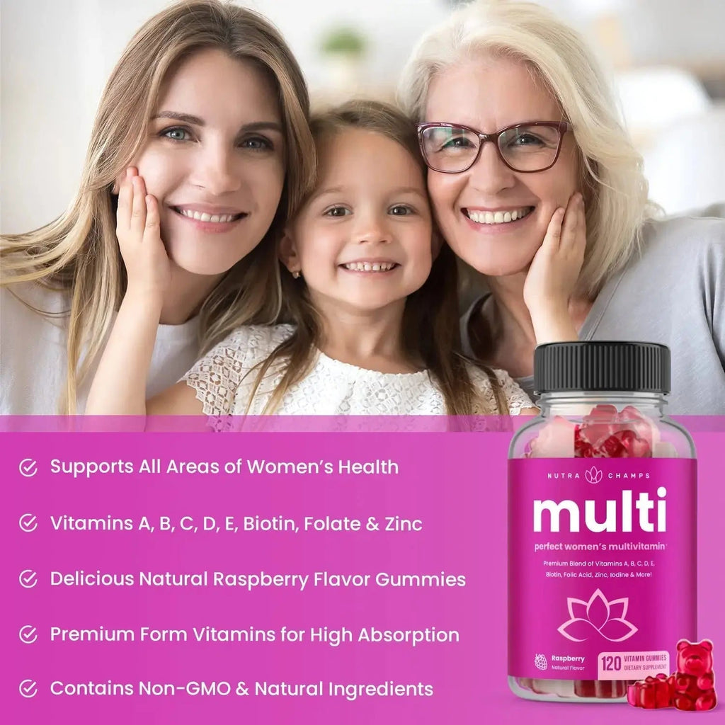 NutraChamps Biotin Gummies (2 Pack) and Womens Multivitamin Gummies (2 Pack) 4 Pack Bundle NutraChamps Au supplements