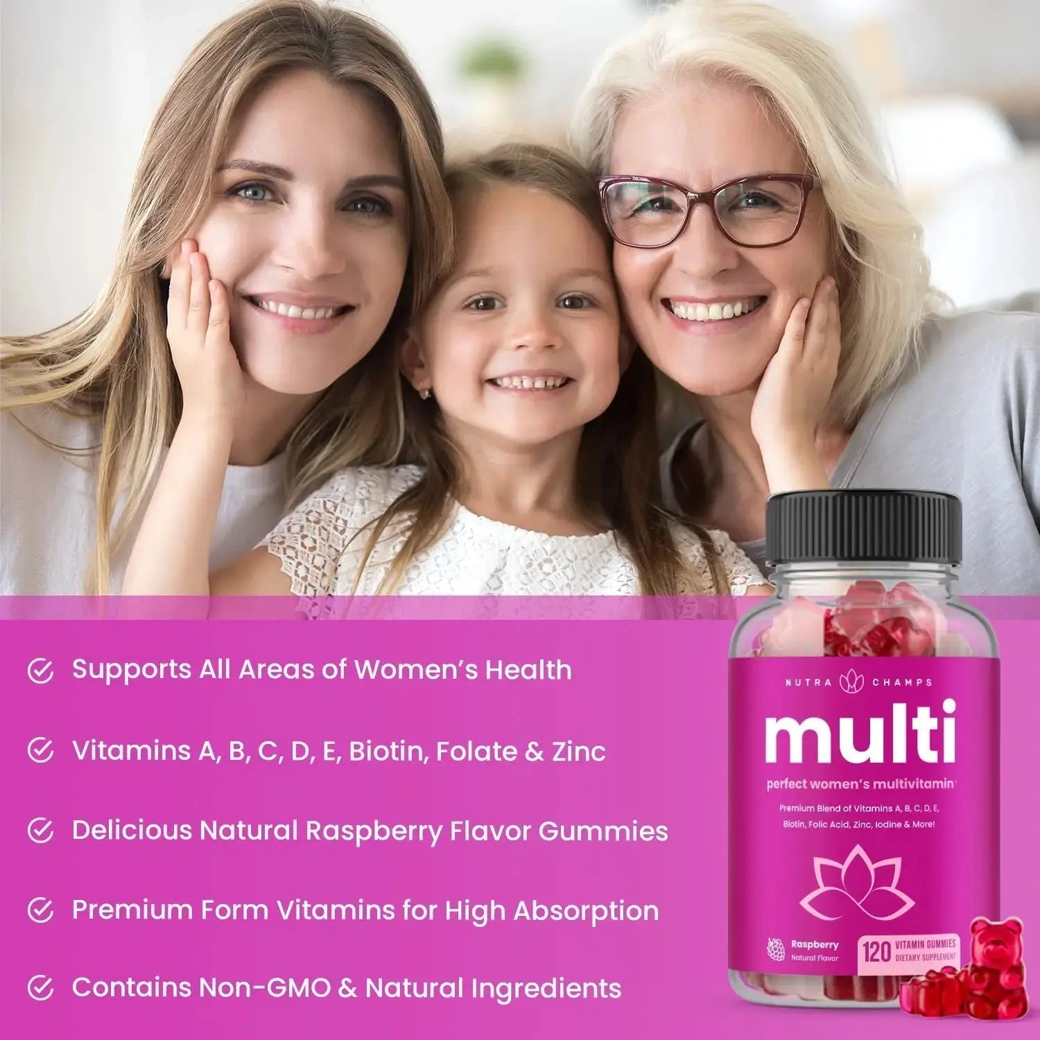 NutraChamps Biotin Gummies (2 Pack) and Womens Multivitamin Gummies (2 Pack) 4 Pack Bundle NutraChamps Au supplements